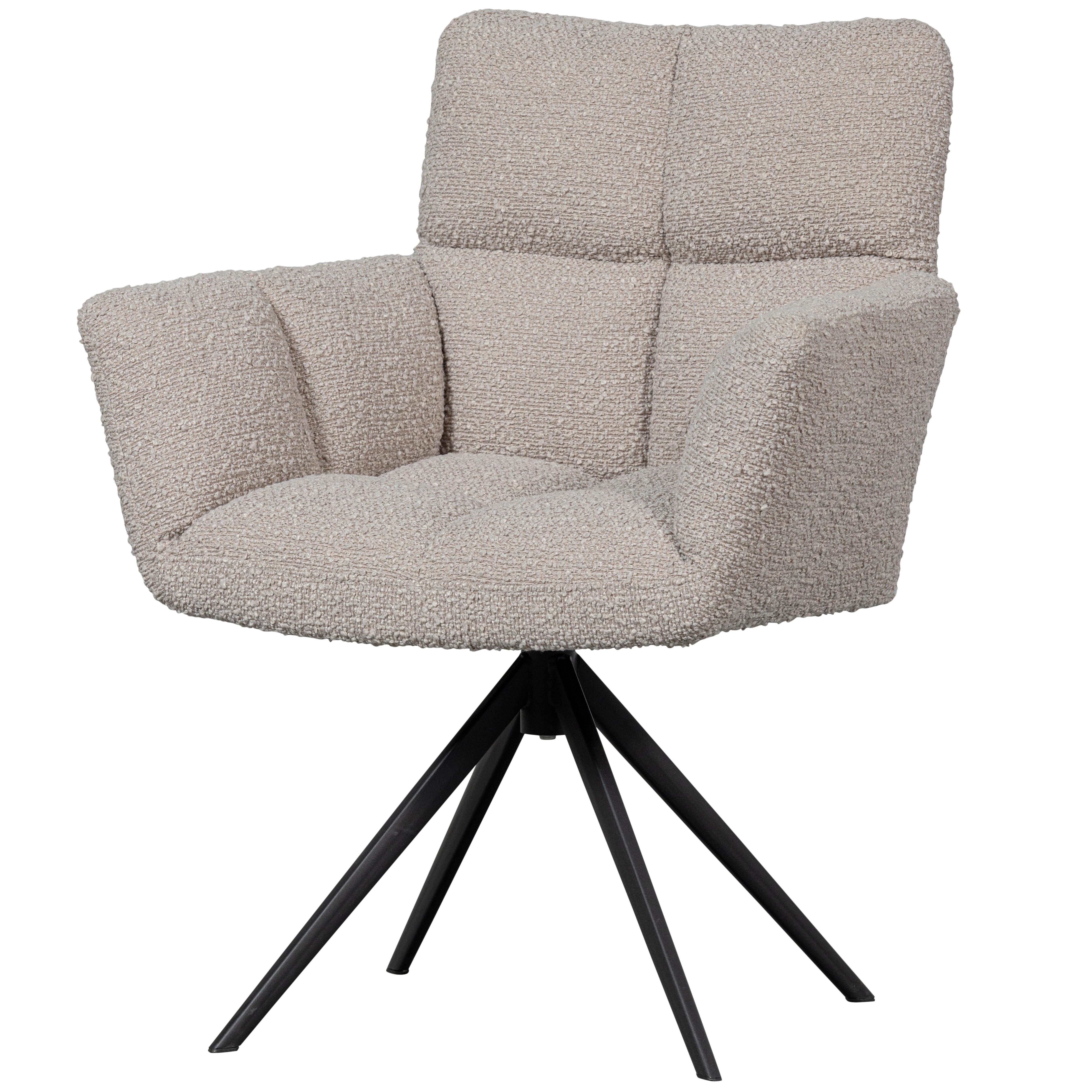 Armlehnstuhl Vinny Sandfarben B: 70cm - Sandfarben/Schwarz, MODERN, Textil/Metall (70/89/61cm) - Livetastic