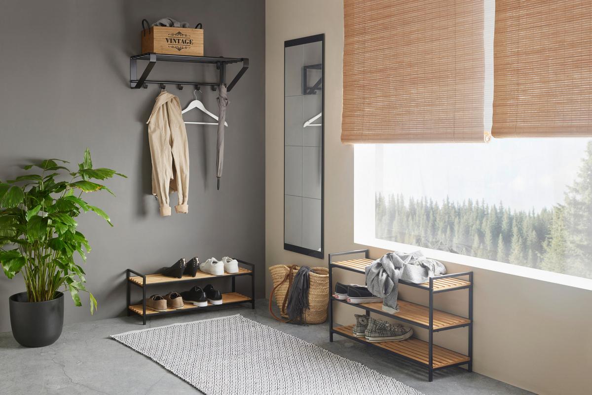 Schuhregal in Braun/Schwarz - Schwarz/Braun, Modern, Holz/Metall (74/29/26cm) - ecoTree