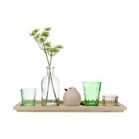 Kerzenteller Birdy in Grün/Naturfarben - Multicolor, MODERN, Glas/Holz (36/27/12,5cm) - Modern Living