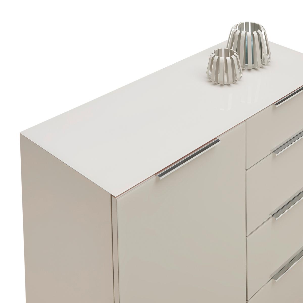 Kommode Siena Kaschmirfarben - Chromfarben/Kaschmir, MODERN, Glas/Holzwerkstoff (135/99/40cm) - Mömax