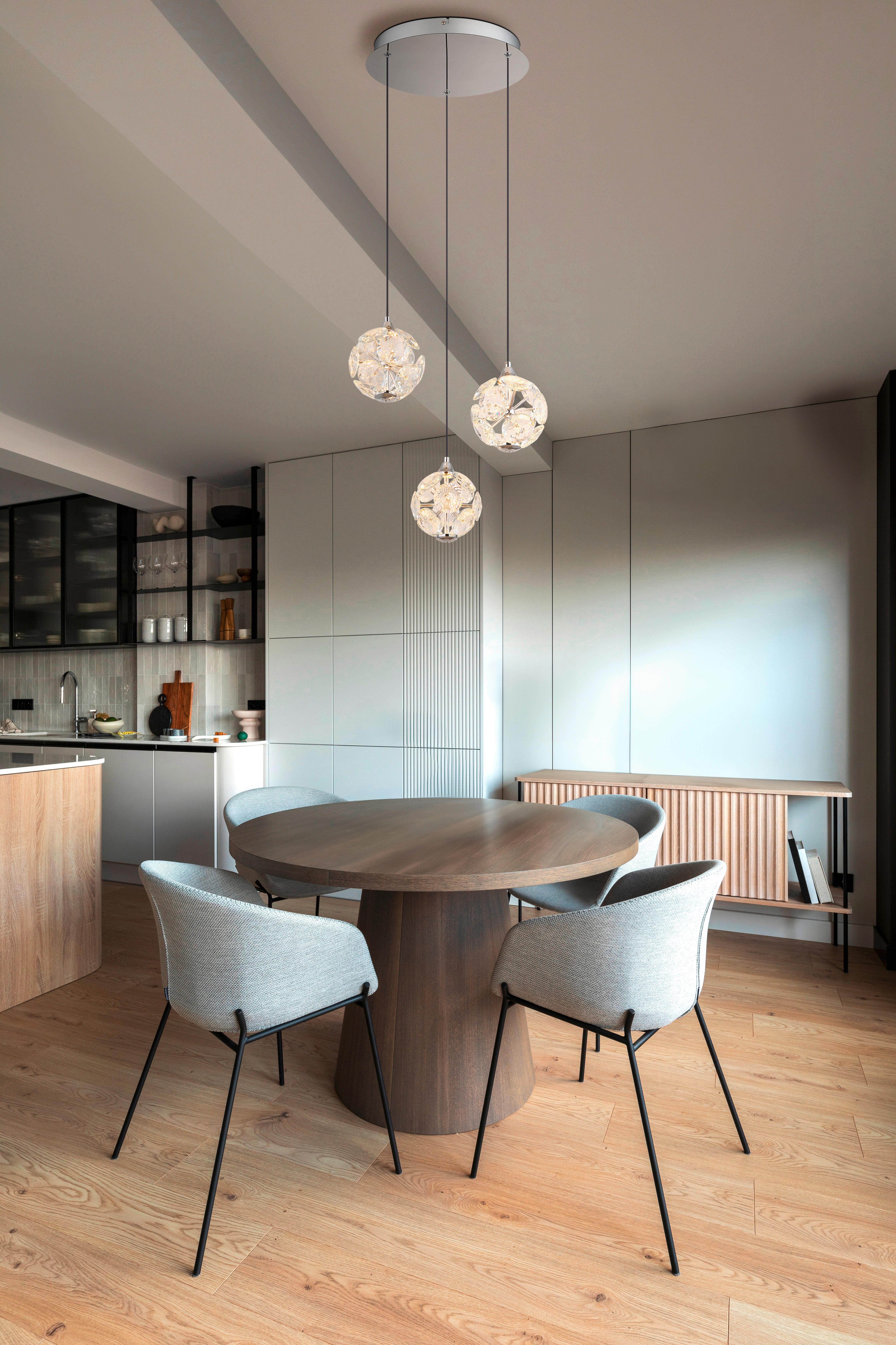 LED-HÄNGELEUCHTE 16047-3HC VIRINA - Klar/Chromfarben, Konventionell, Glas/Kunststoff (42/15cm) - Globo