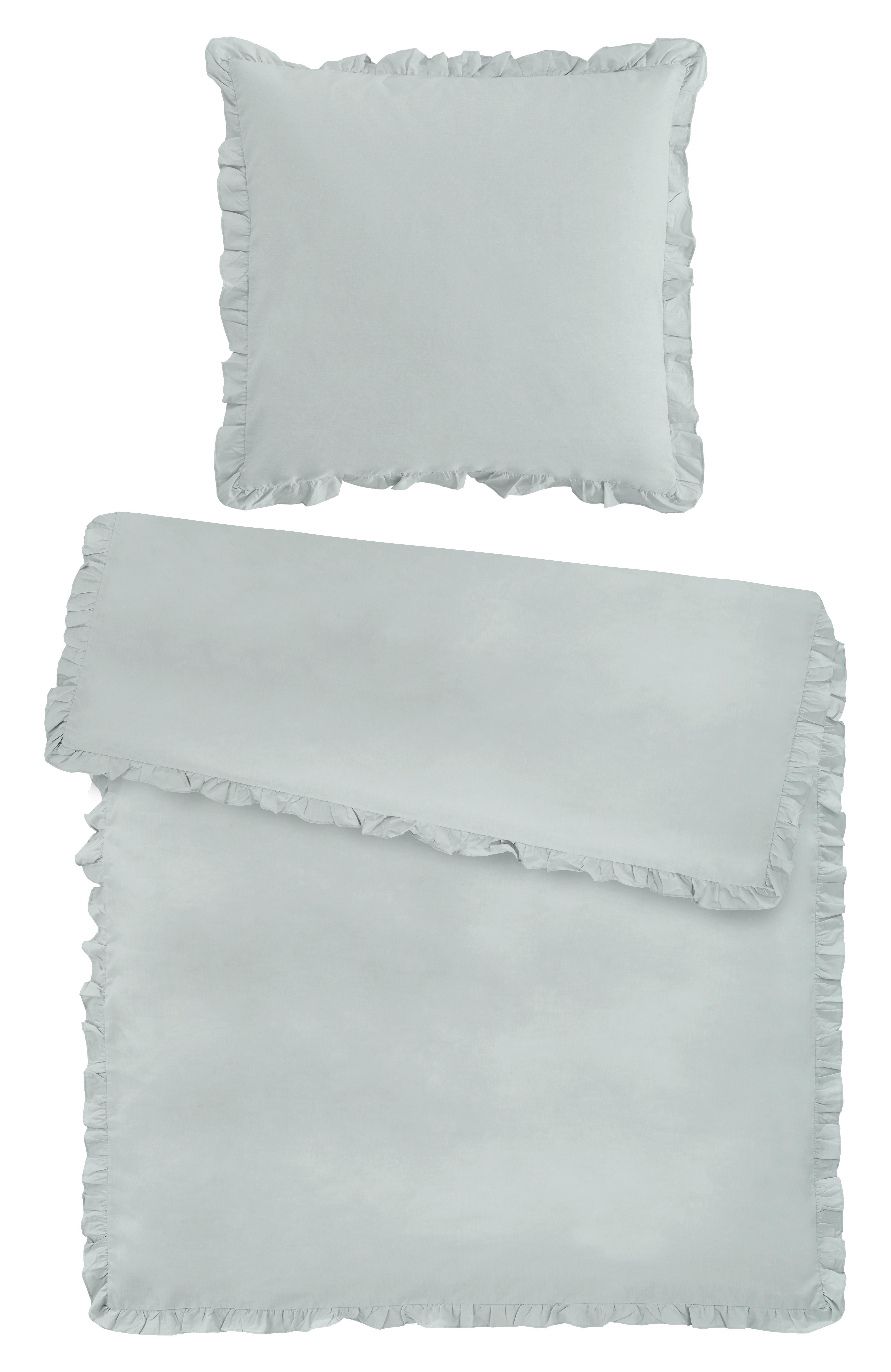 Bettwäsche Rüschen XL Mineral Grau - ROMANTIK / LANDHAUS, Textil (155/220cm) - Modern Living