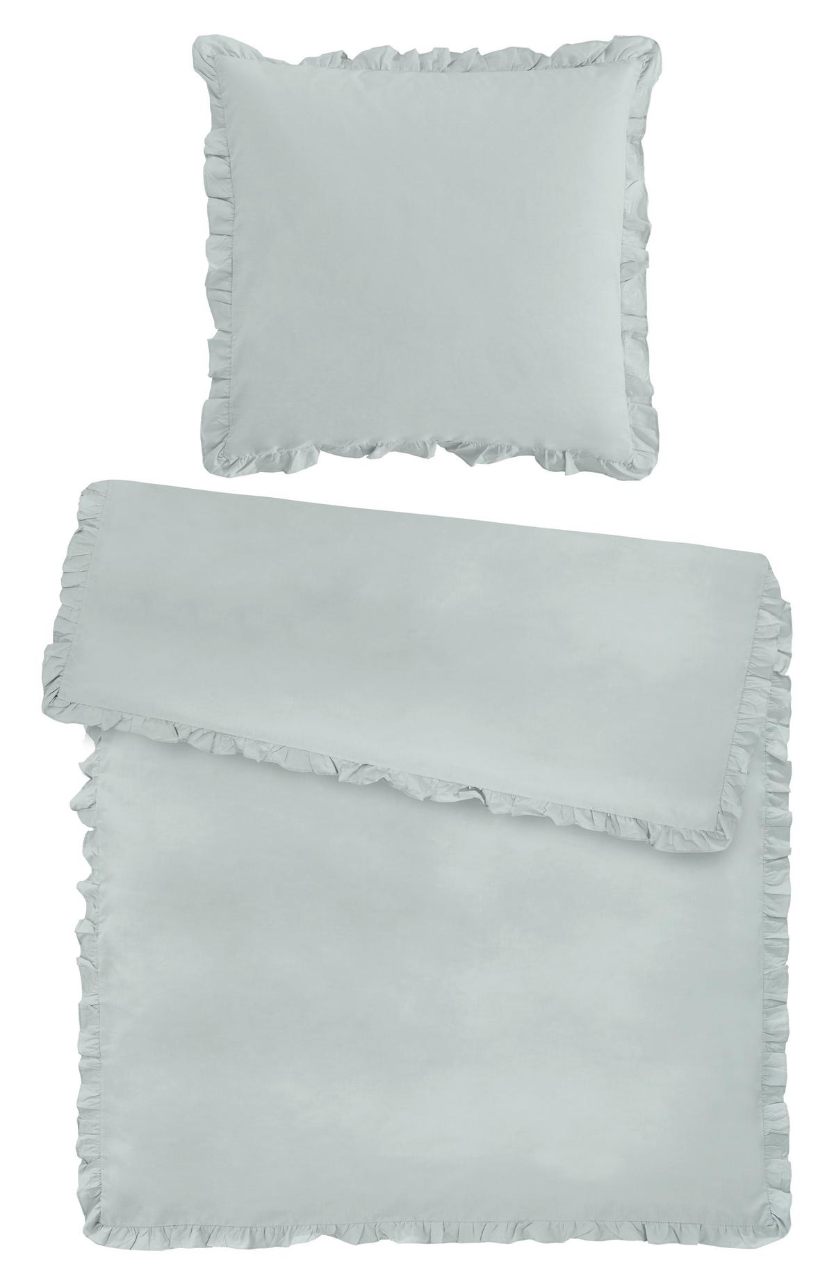 Bettwäsche Rüschen XL Mineral Grau - ROMANTIK / LANDHAUS, Textil (155/220cm) - Modern Living