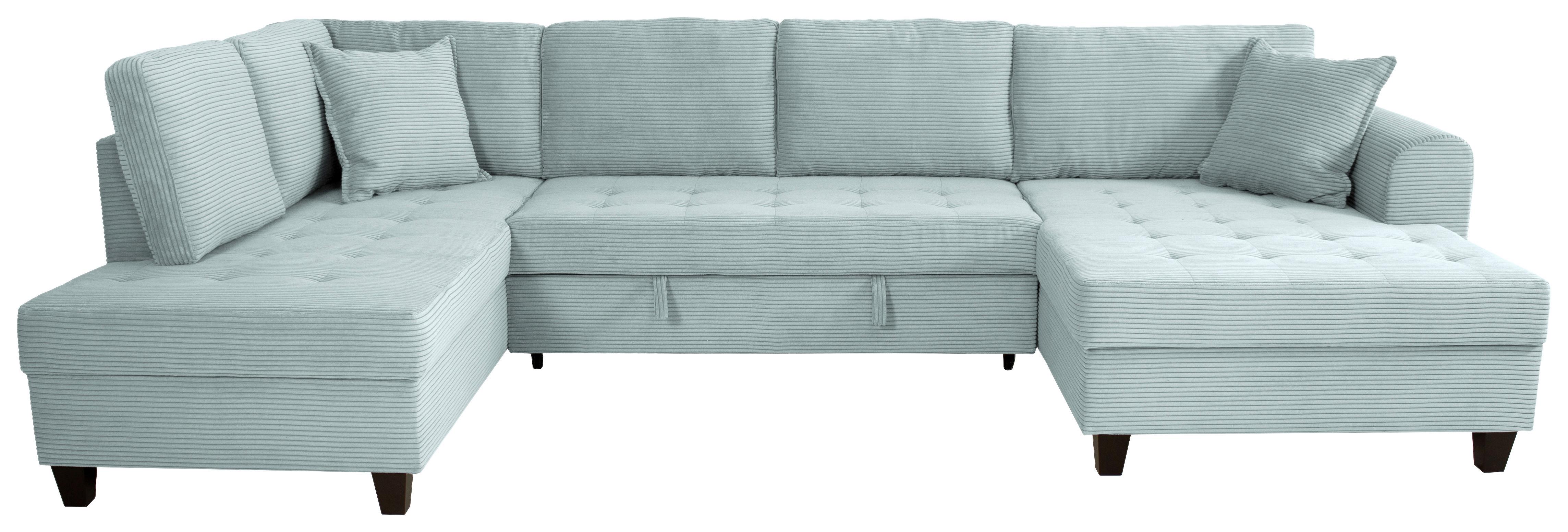 Kutna Garnitura Moritz - sivo-zelena, Trend, tekstil (178/324/155cm)