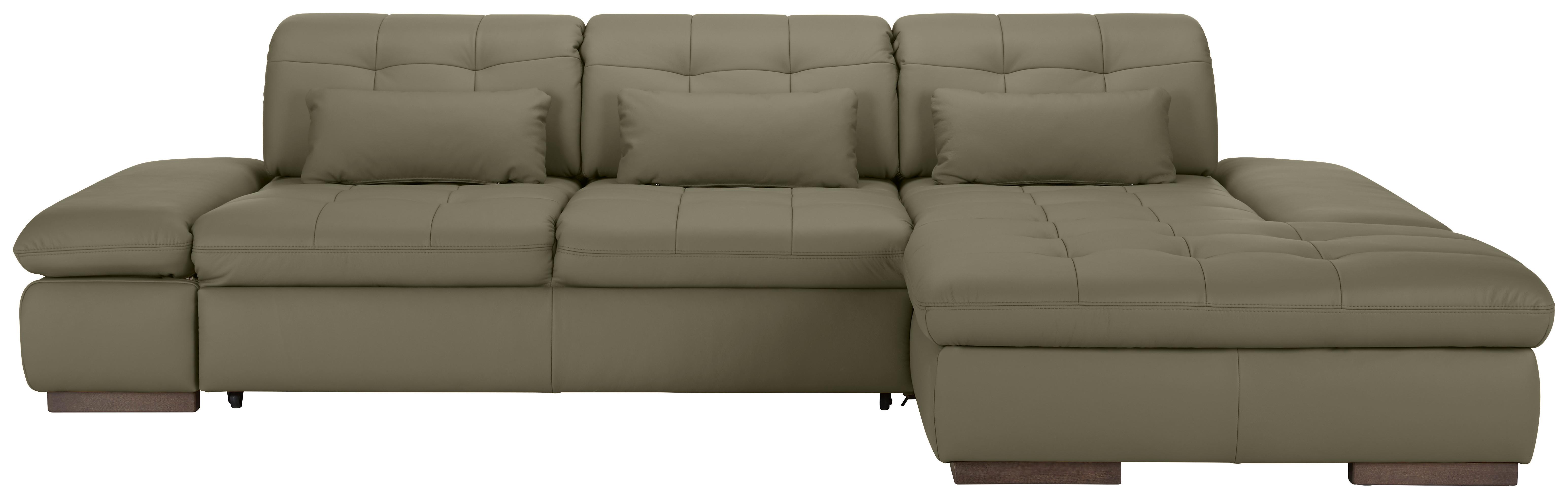 Wohnlandschaft Sanfino Leder Grau - Chromfarben/Grau, KONVENTIONELL, Leder/Metall (305/79-96/199cm) - Premium Living