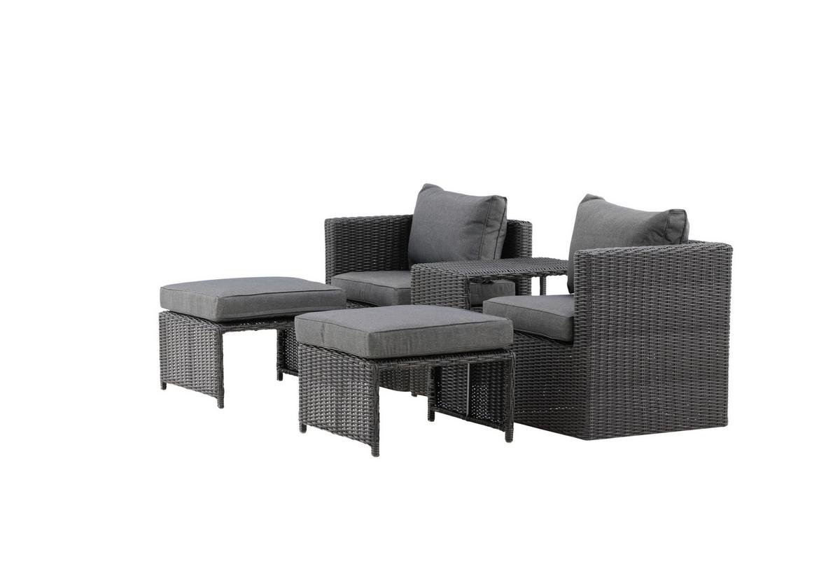 GARTENSET QUAD - Schwarz/Grau, KONVENTIONELL, Kunststoff/Metall - Gardenson