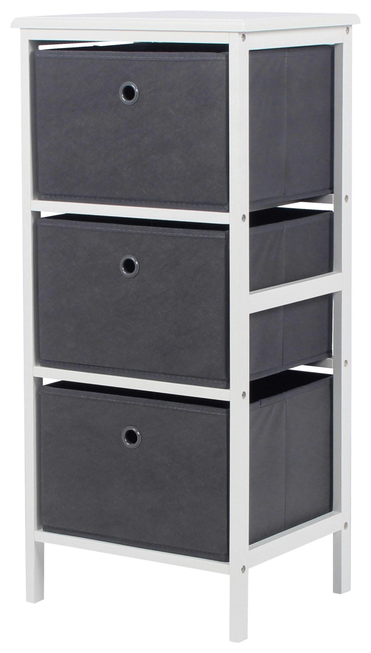 Etajeră OLIVER 2 - alb/gri, Modern, hârtie/lemn (37/80/30cm) - Modern Living