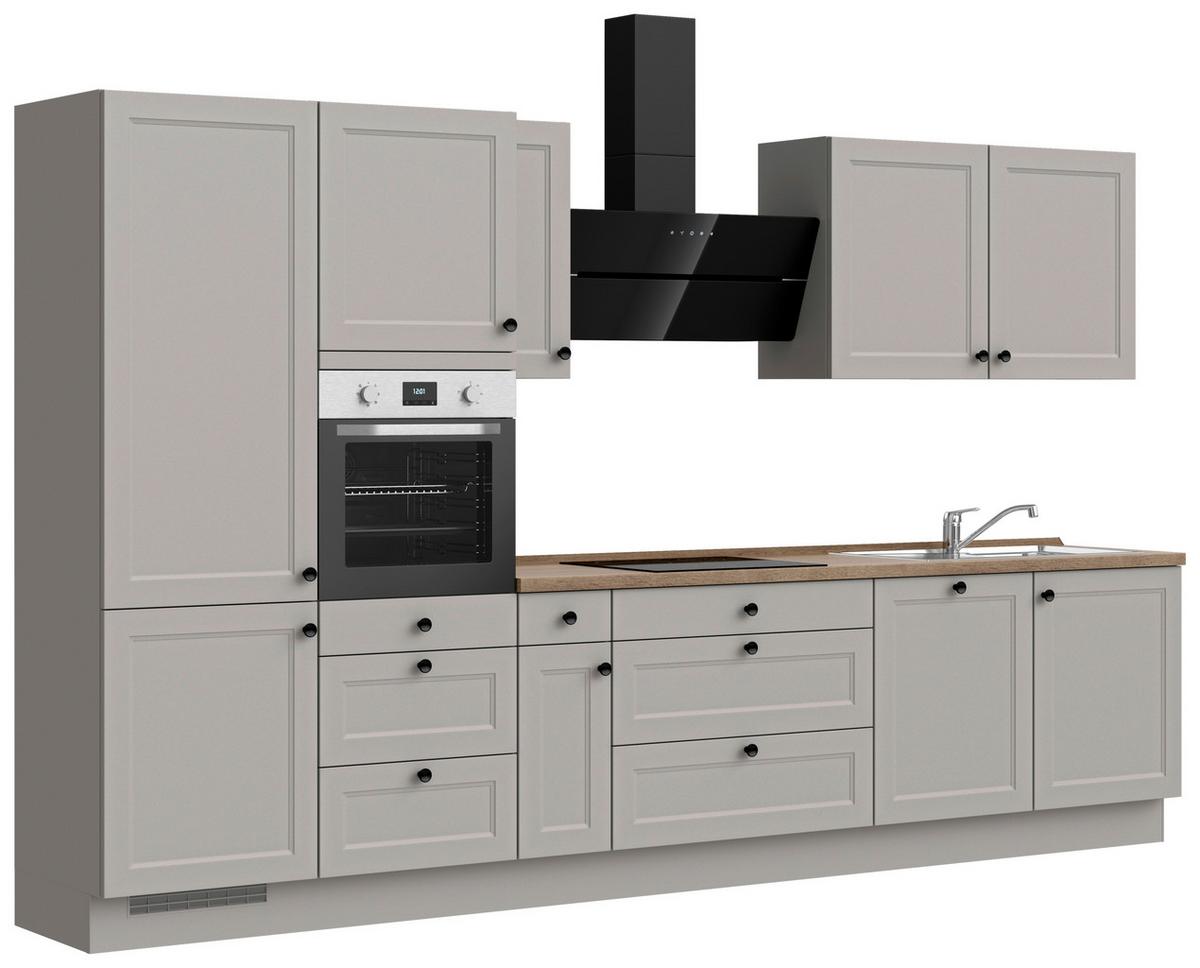 Küchenblock Cascada High m. Geräten Grau - Eiche dunkel/Schwarz, MODERN, Holzwerkstoff/Metall (360cm) - Nobilia