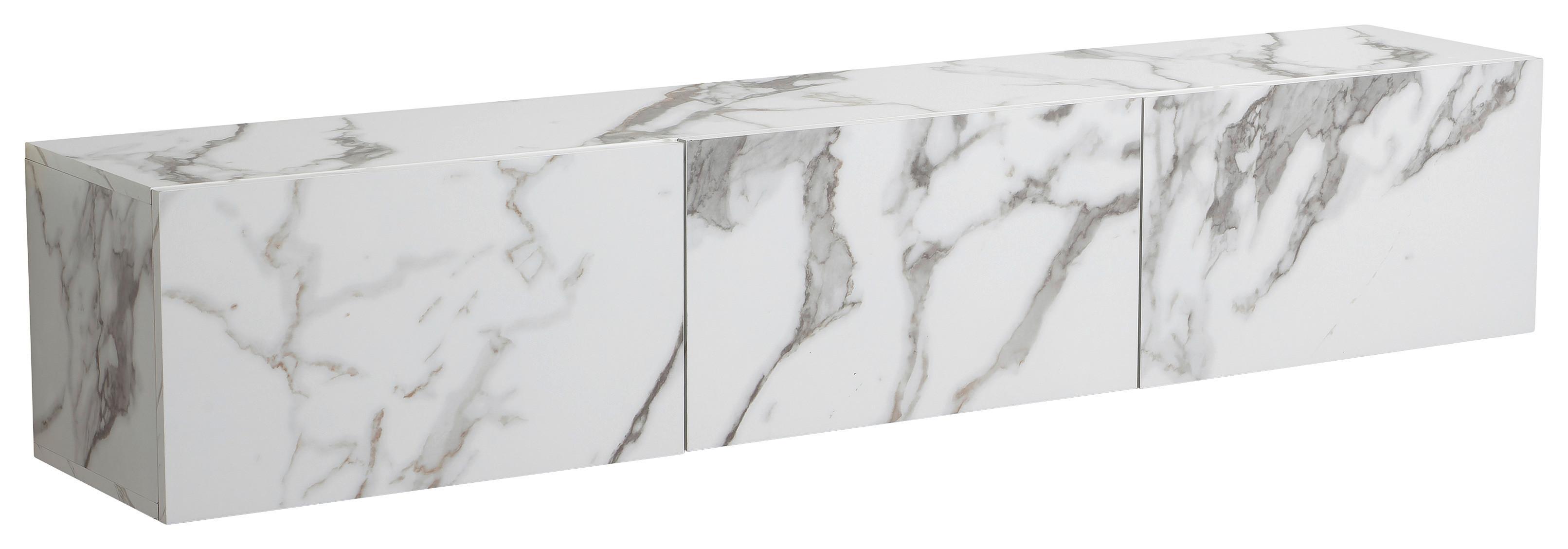 Nizka Omarica Marble, Videz Marmorja - bela, Design, leseni material (160/30/30cm) - MID.YOU