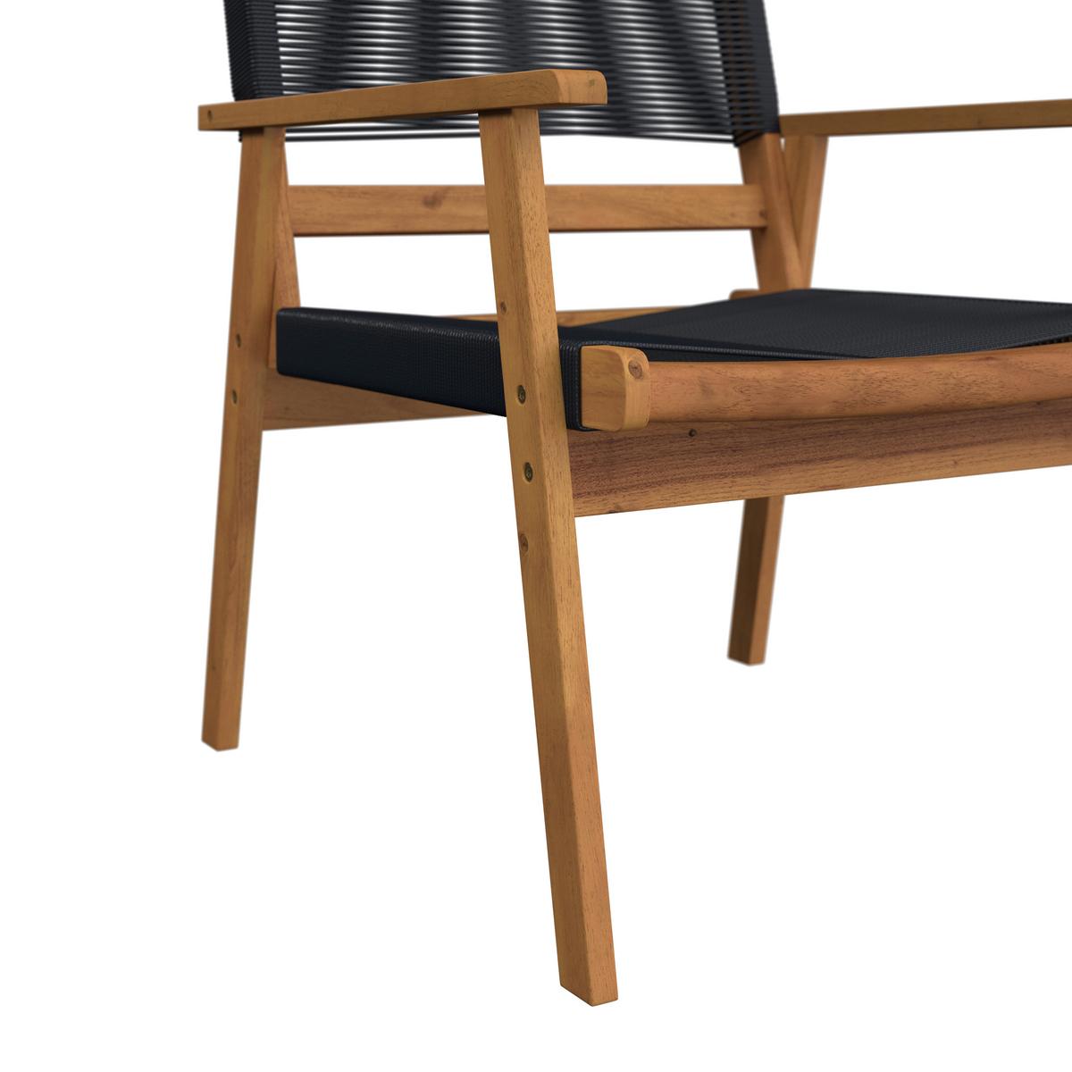 Loungegarnitur Enrica Schwarz/Akazie Rope - Schwarz/Akaziefarben, MODERN, Holz/Kunststoff (120/84/70cm) - Bessagi Garden