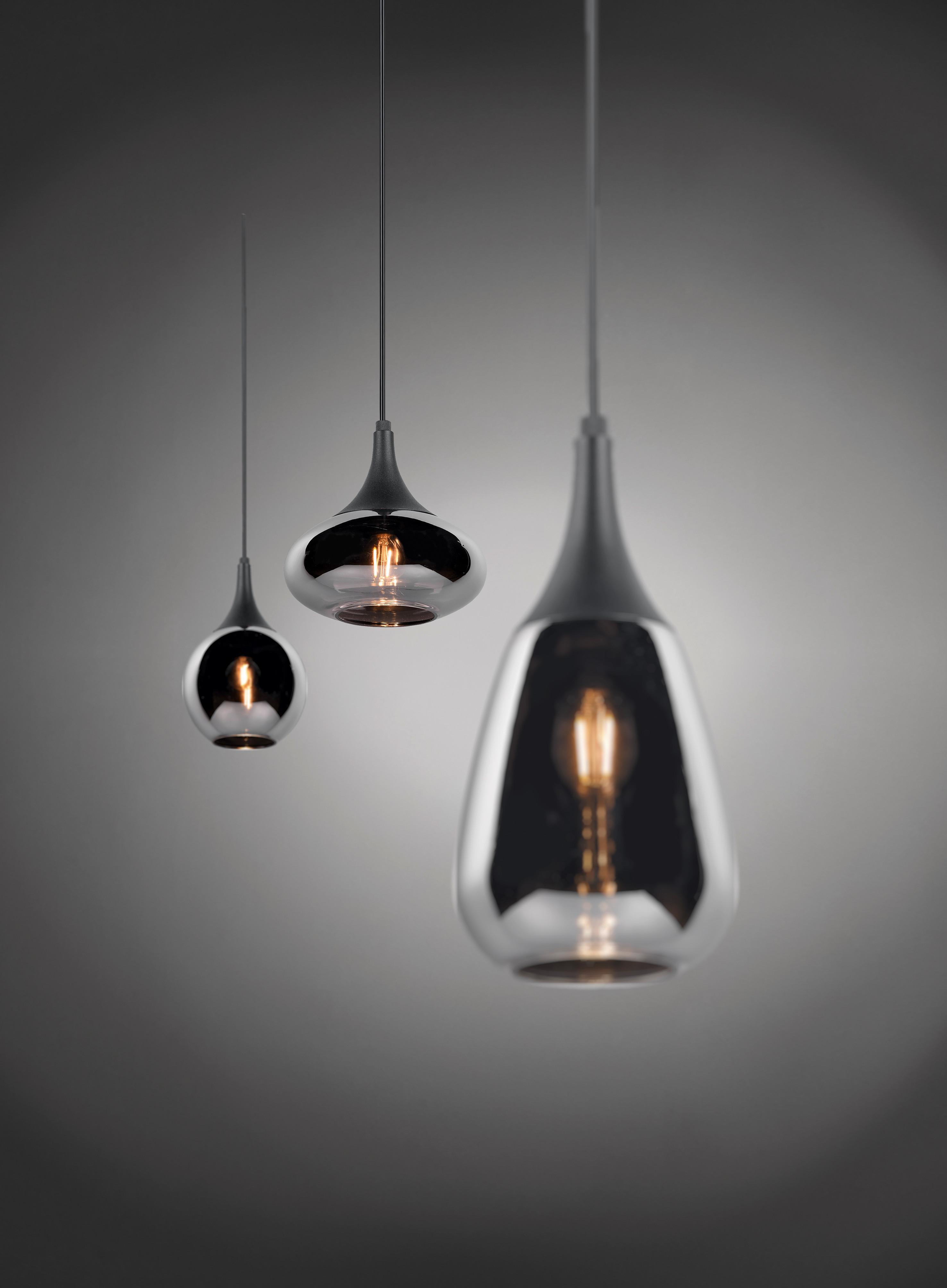 Hängeleuchte Lumina Schwarz/Chromfarben max.40Watt - Chromfarben/Schwarz, MODERN, Glas/Metall (68,8/19,5/150cm) - Trio Leuchten