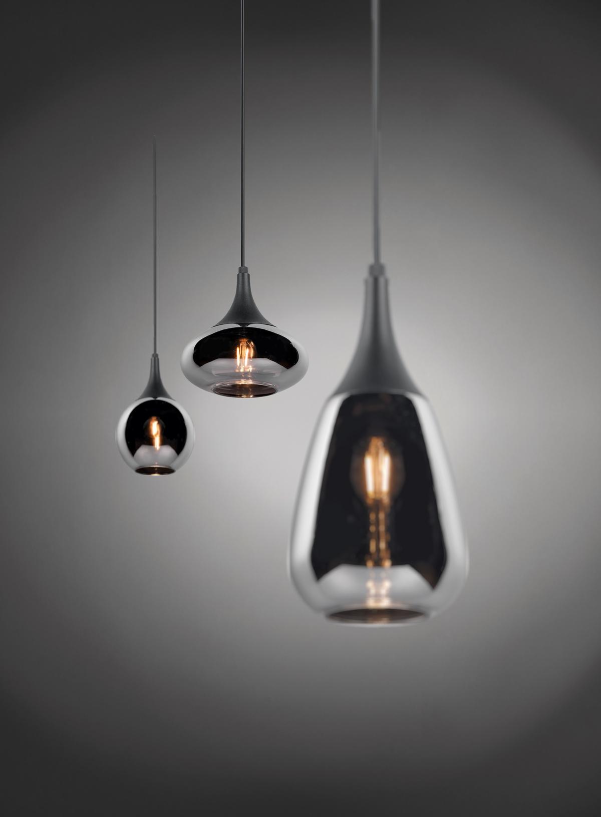 Hängeleuchte Lumina Schwarz/Chromfarben max.40Watt - Chromfarben/Schwarz, MODERN, Glas/Metall (68,8/19,5/150cm) - Trio Leuchten