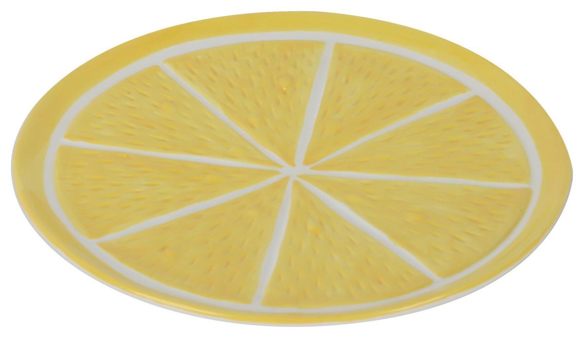 Dekoteller Limuncello Weiß/Hellgelb - Hellgelb/Weiß, Keramik (20cm) - Mömax
