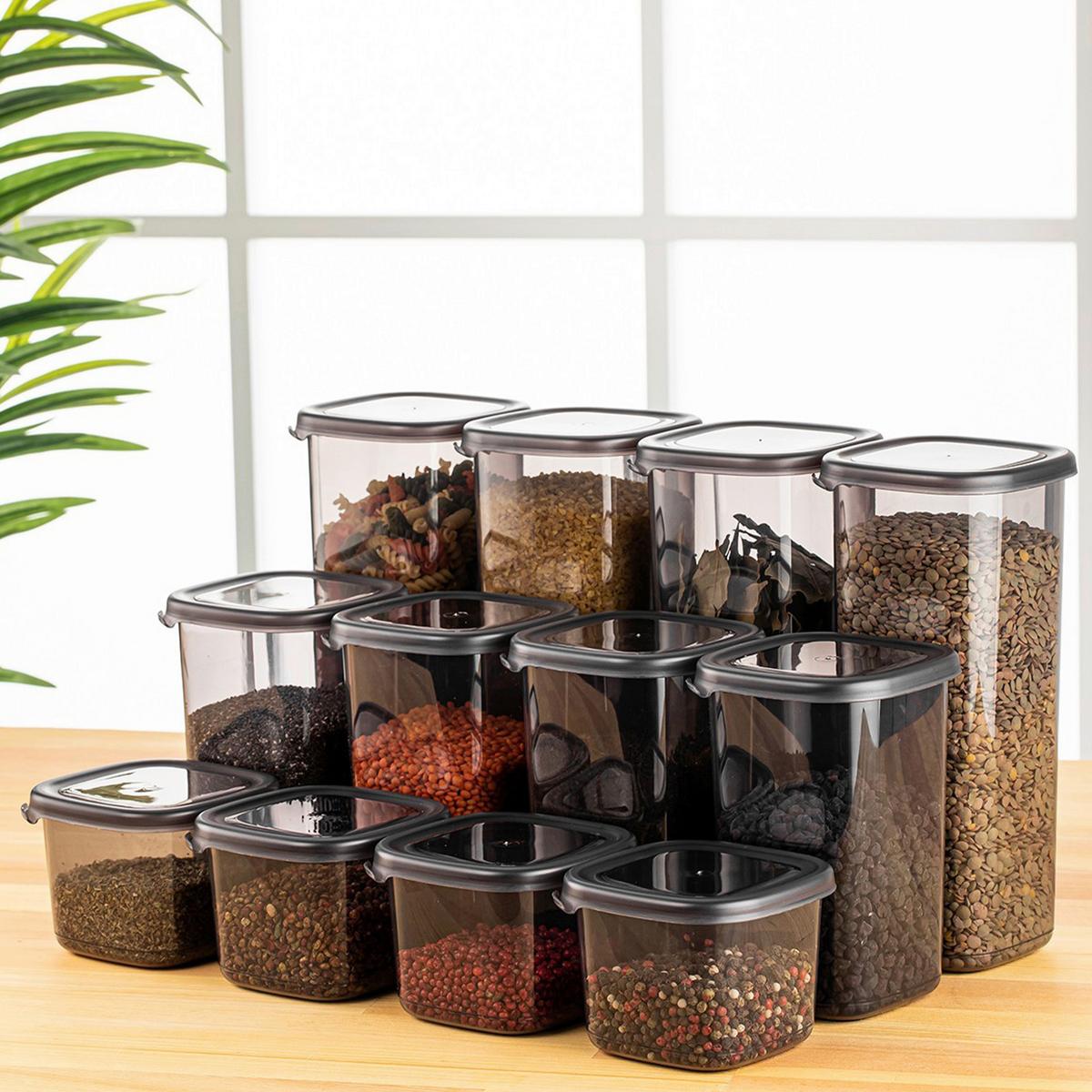 ZESTAW POJEMNIKÓW KUCHENNYCH 3808006603 - antracytowy/przezroczysty, Basics, tworzywo sztuczne (10/10/9,5cm) - P & B