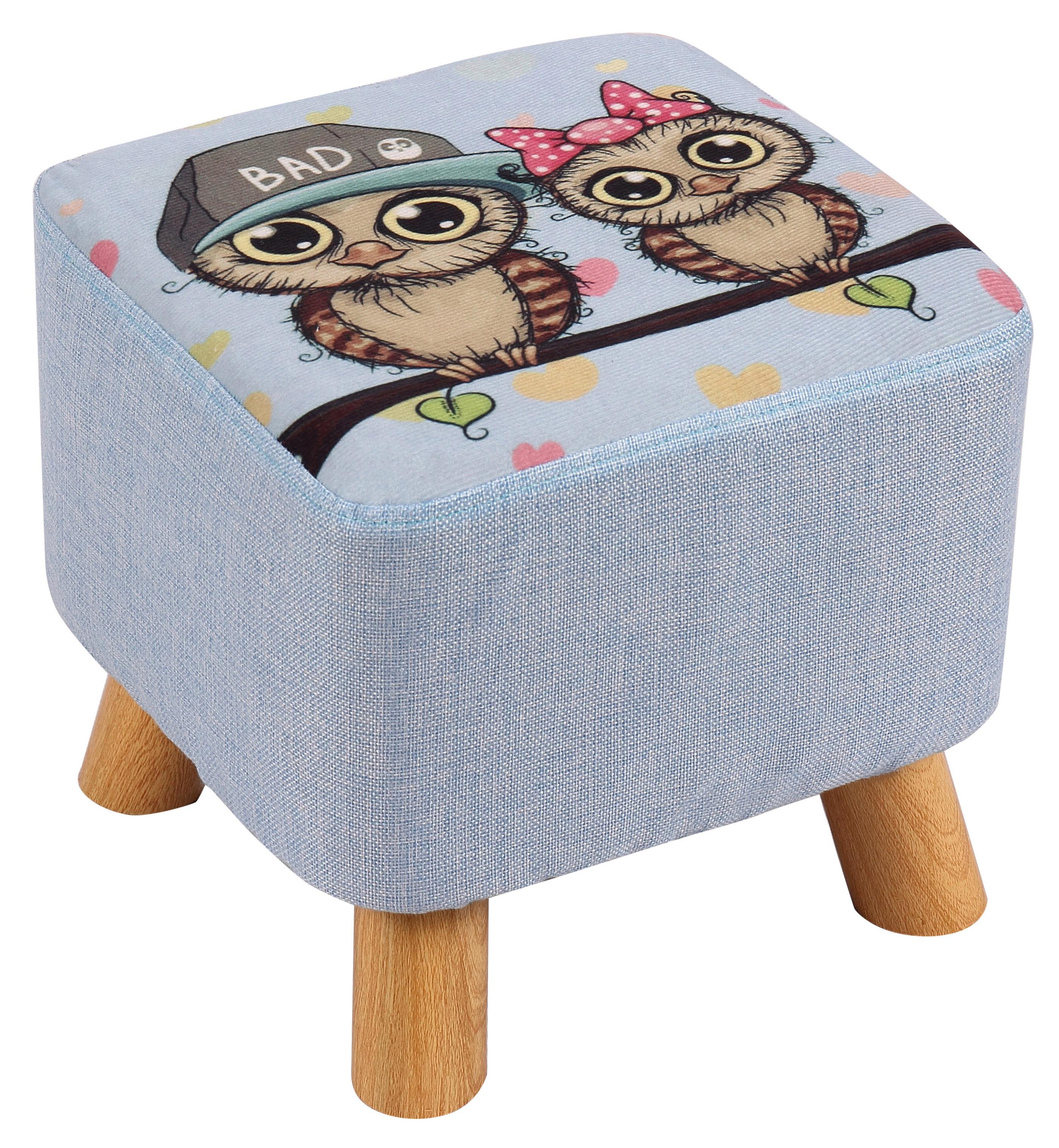 Hocker mit Eulenmotiv - Multicolor/Naturfarben, Lifestyle, Holz/Textil (30/30/30cm) - Mömax
