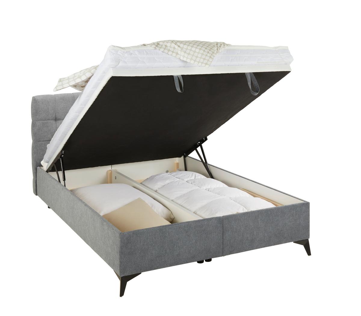 Boxbett in Grau ca. 140x200cm - Schwarz/Grau, KONVENTIONELL, Holzwerkstoff/Kunststoff (140/200cm) - Mömax