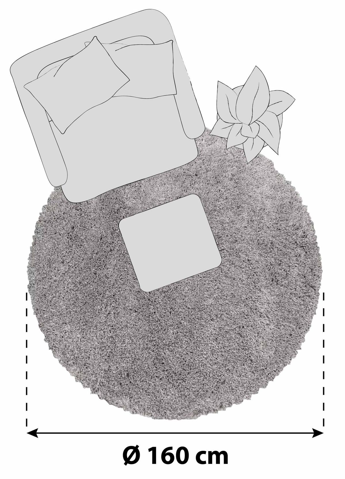 Hochflorteppich Fluffy Beige Ø ca. 160cm - Beige, Basics, Textil (160cm)