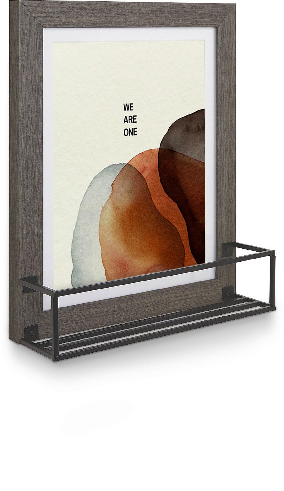 Bilderrahmen Shelf in Natur/Schwarz - Grau, Glas/Papier (27,5/32,5/8,5cm) - Modern Living