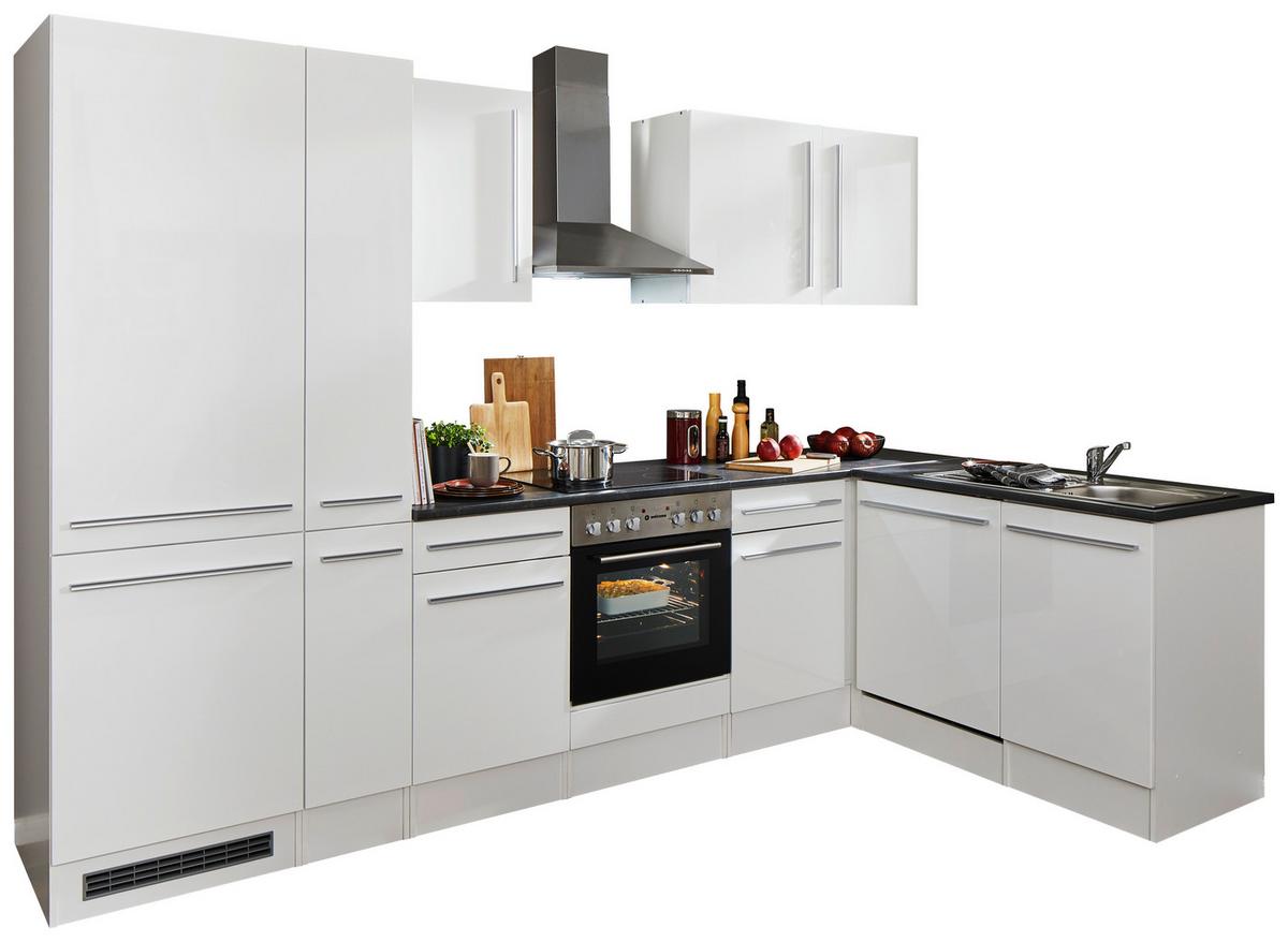 Eckküche Jazz mit Geräten ca.310x175cm Weiß Hochglanz - Weiß Hochglanz/Anthrazit, LIFESTYLE, Holzwerkstoff/Kunststoff (310/175/60/60cm) - P & B