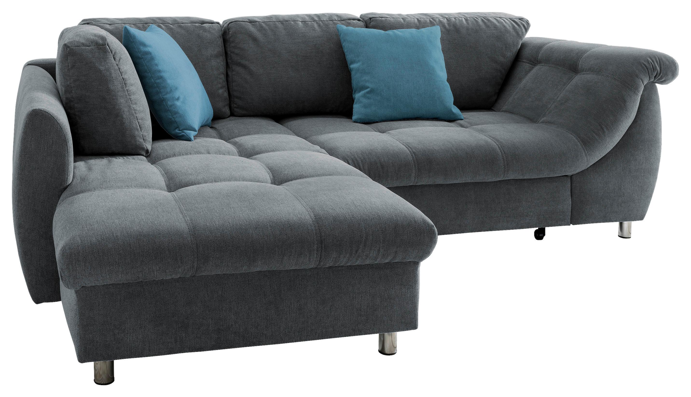 Sedežna Garnitura Agira, Antracit, Ležišče - barve kroma/modra, Design, umetna masa/tekstil (190/250cm) - Modern Living