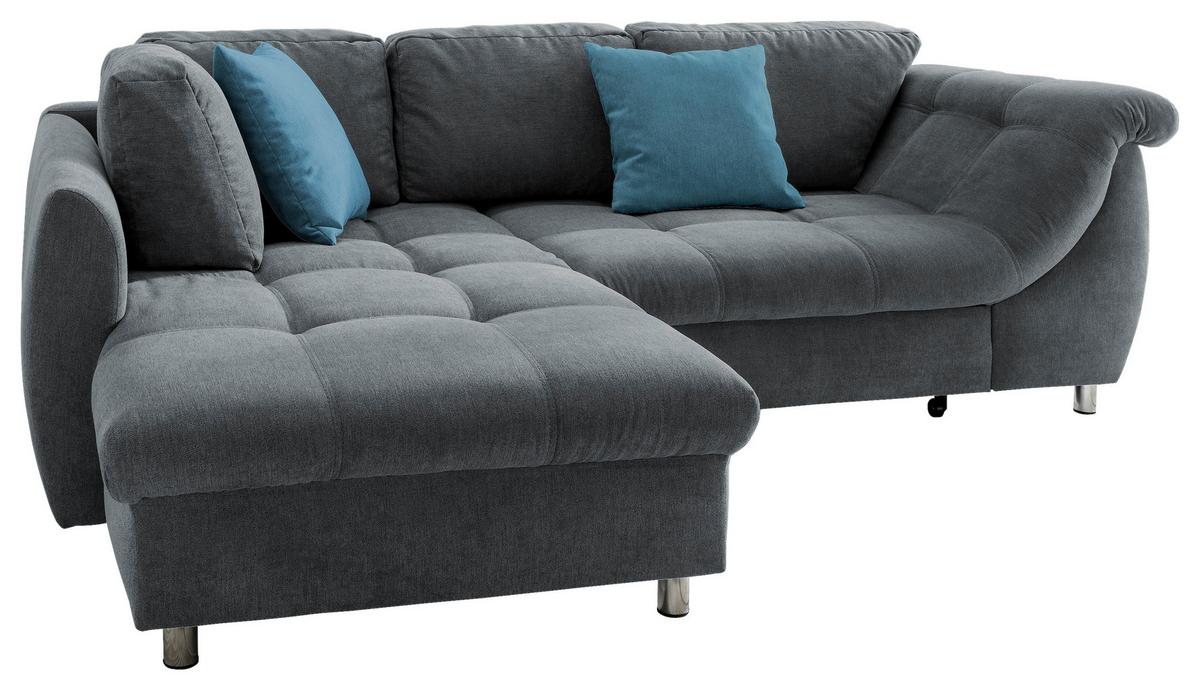Sedežna Garnitura Agira, Antracit, Ležišče - barve kroma/modra, Design, umetna masa/tekstil (190/250cm) - Modern Living