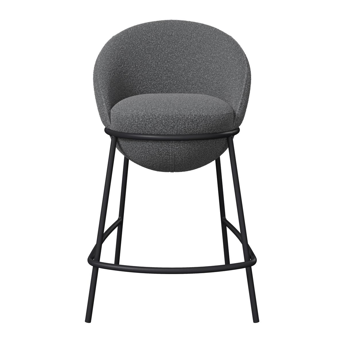 Barhocker Zoa Grau Struktur Gepolstert - Schwarz/Grau, MODERN, Holz/Textil (50/110/58cm) - Bessagi Home