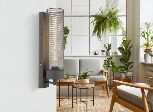 Wandleuchte Hans Schwarz matt max. 40 Watt - Schwarz, Design, Metall (9,5/41cm) - Globo