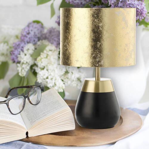 Nachttischleuchte Kint Schwarz/Gold max. 22 Watt - Goldfarben/Schwarz, KONVENTIONELL, Textil/Metall (23/37.5cm)