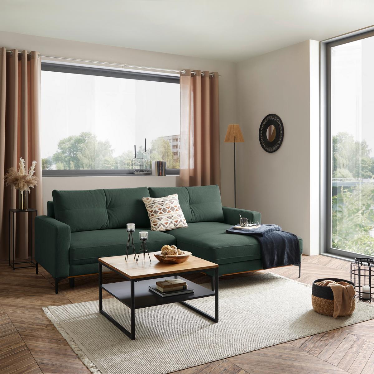 Kutna Garnitura Bergamo - šumska zelena/crna, Moderno, tekstil/metal (238/162cm) - Mömax