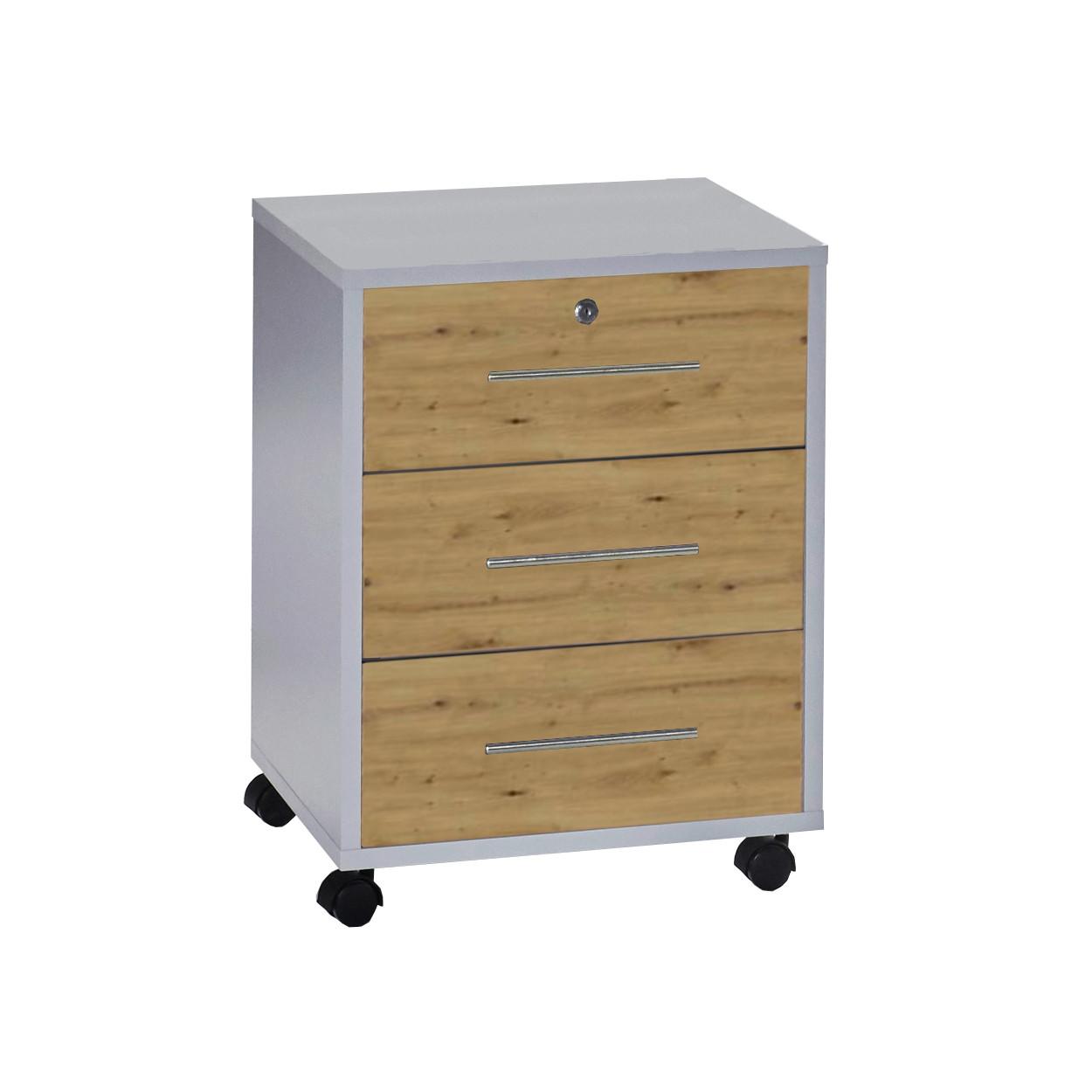 ROLLCONTAINER OFFICE EDITION - Silberfarben/Hellgrau, LIFESTYLE, Holzwerkstoff/Metall (44/58/40cm) - MID.YOU