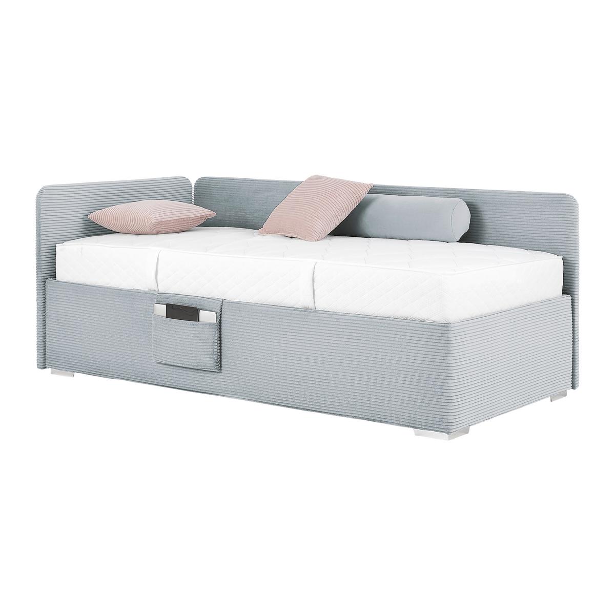 Bett Remi Graublau ca. 90x200cm - Chromfarben/Graublau, KONVENTIONELL, Holz/Kunststoff (90/200cm) - Mömax