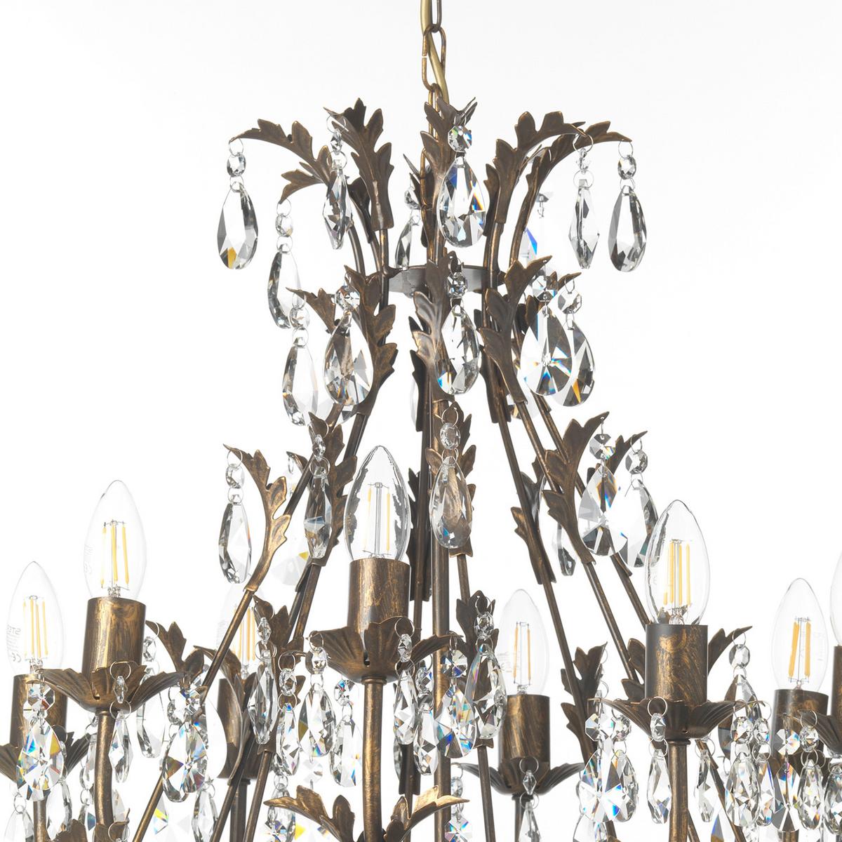 Kristall-Hängeleuchte Botte Bronzefarben max. 6 Watt - Bronzefarben, KONVENTIONELL, Glas/Metall (55/100cm)