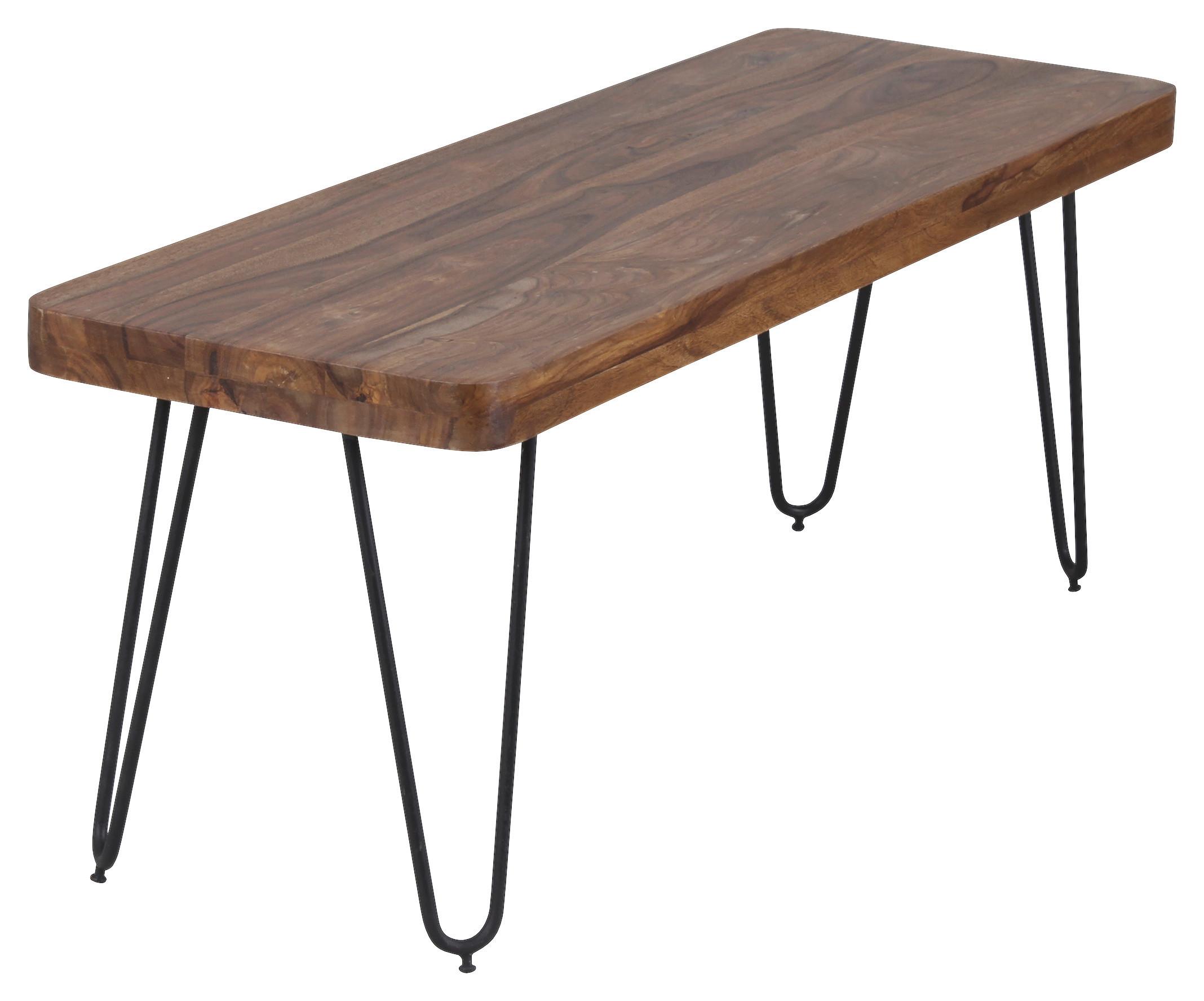 Sitzbank Bagli Echtholz - Sheeshamfarben/Schwarz, MODERN, Holz/Metall (120/45/40cm) - MID.YOU