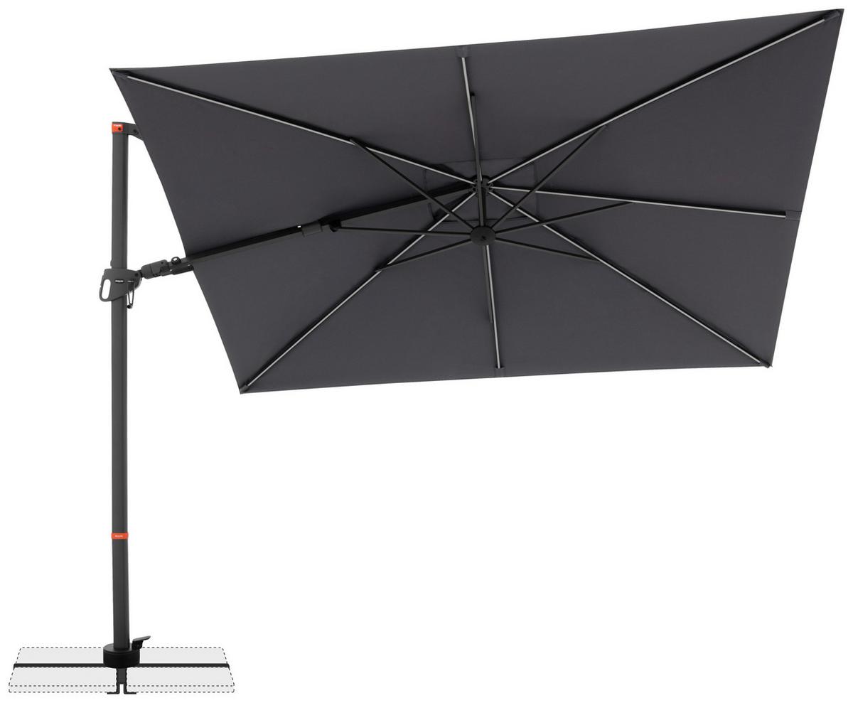 Ampelschirm Myzone LED Anthrazit ca. 300x220cm - Anthrazit, Basics, Textil/Metall (300/220cm) - Doppler