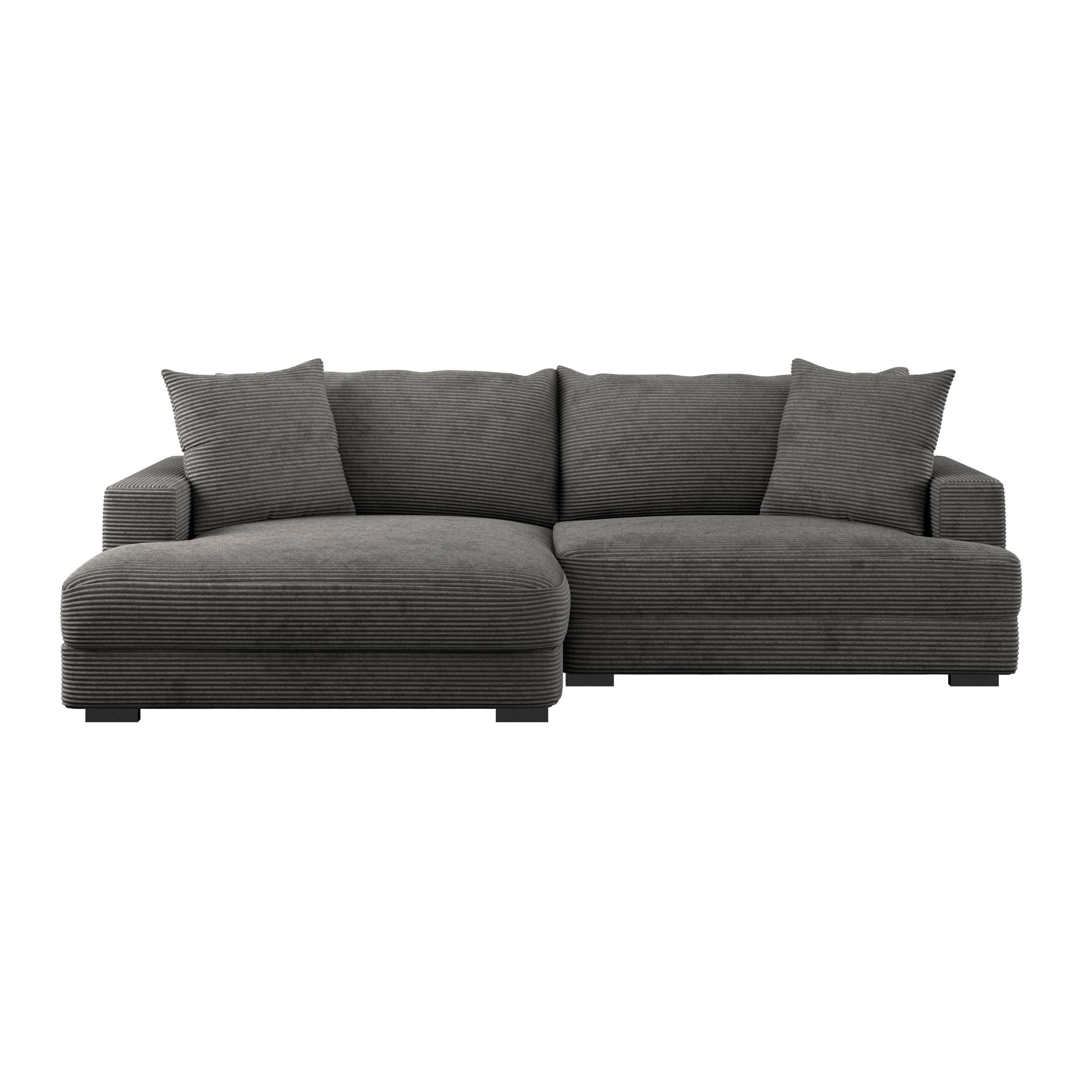 Kutna Garnitura Pelle - siva/crna, Moderno, tekstil (180/265cm) - Modern Living