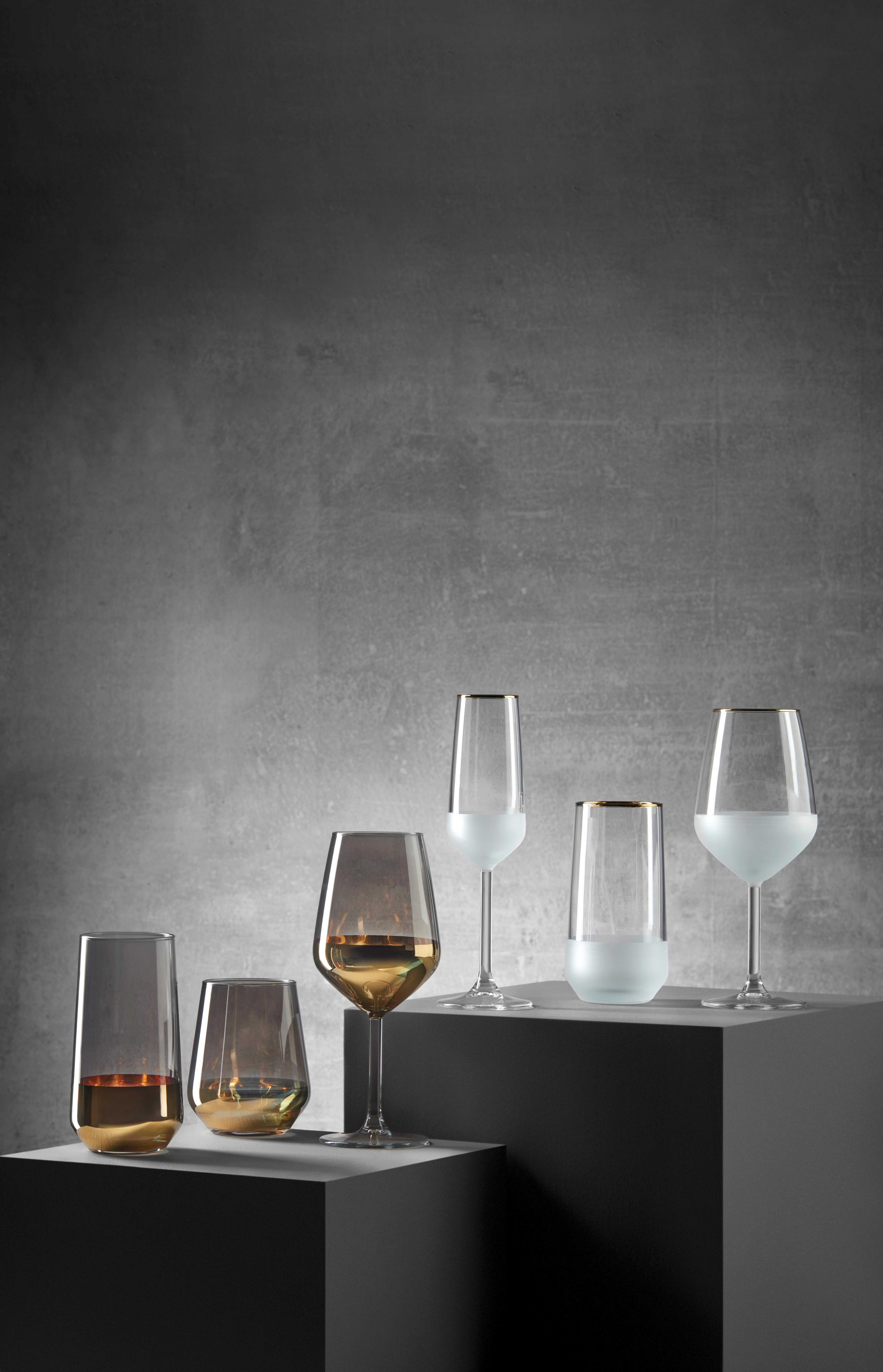 Longdrinkglas Goldline in Weiß ca. 470ml - Weiß, MODERN, Glas (6,5/15cm) - Premium Living