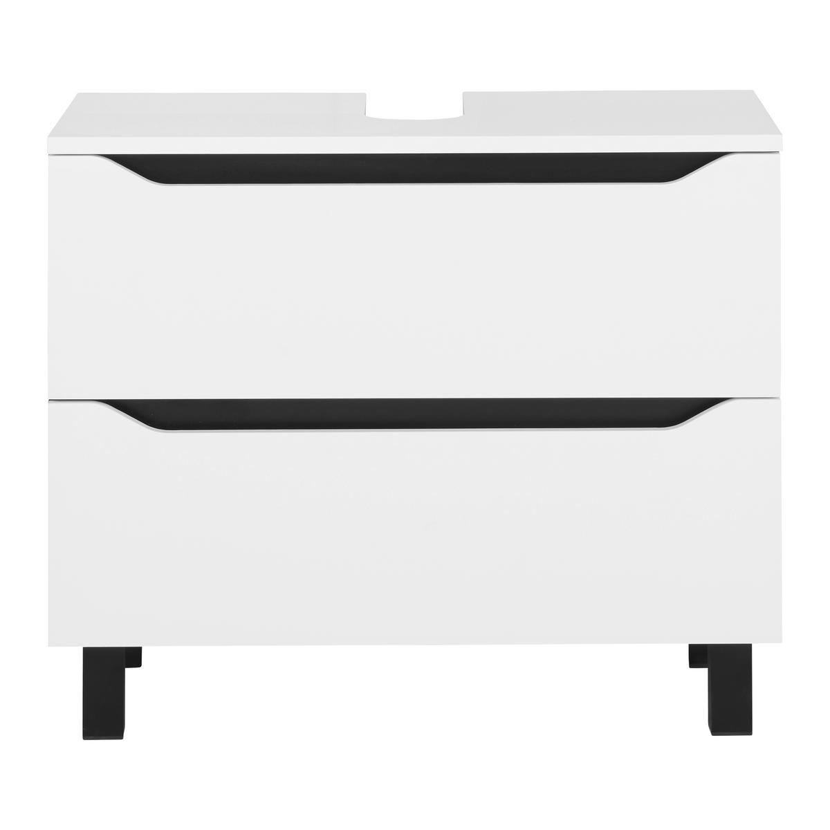 Waschbeckenunterschrank Wave II in Schwarz/Weiß - Schwarz/Weiß, MODERN, Holzwerkstoff (70/60/40cm) - Mömax