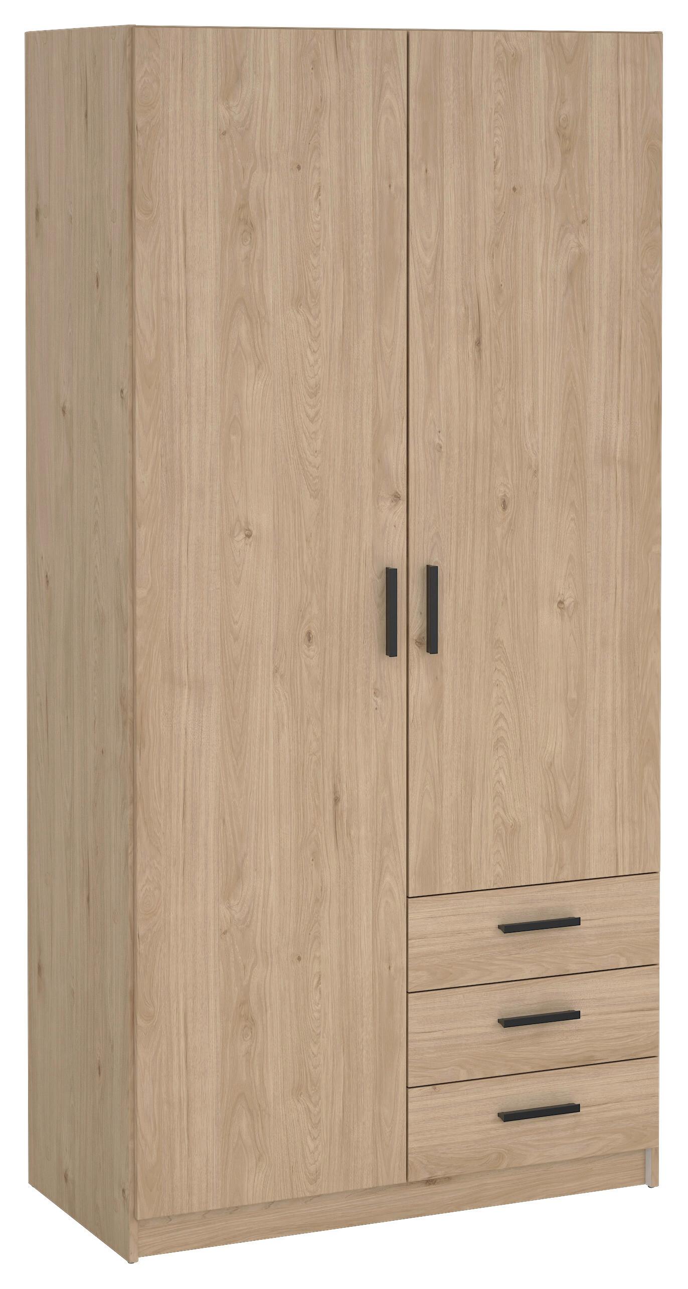 Omara Za Oblačila Sprint, Barva Hrasta - črna/barve hrasta, Basics, kovina/leseni material (98,5/200,4/49,8cm) - MID.YOU