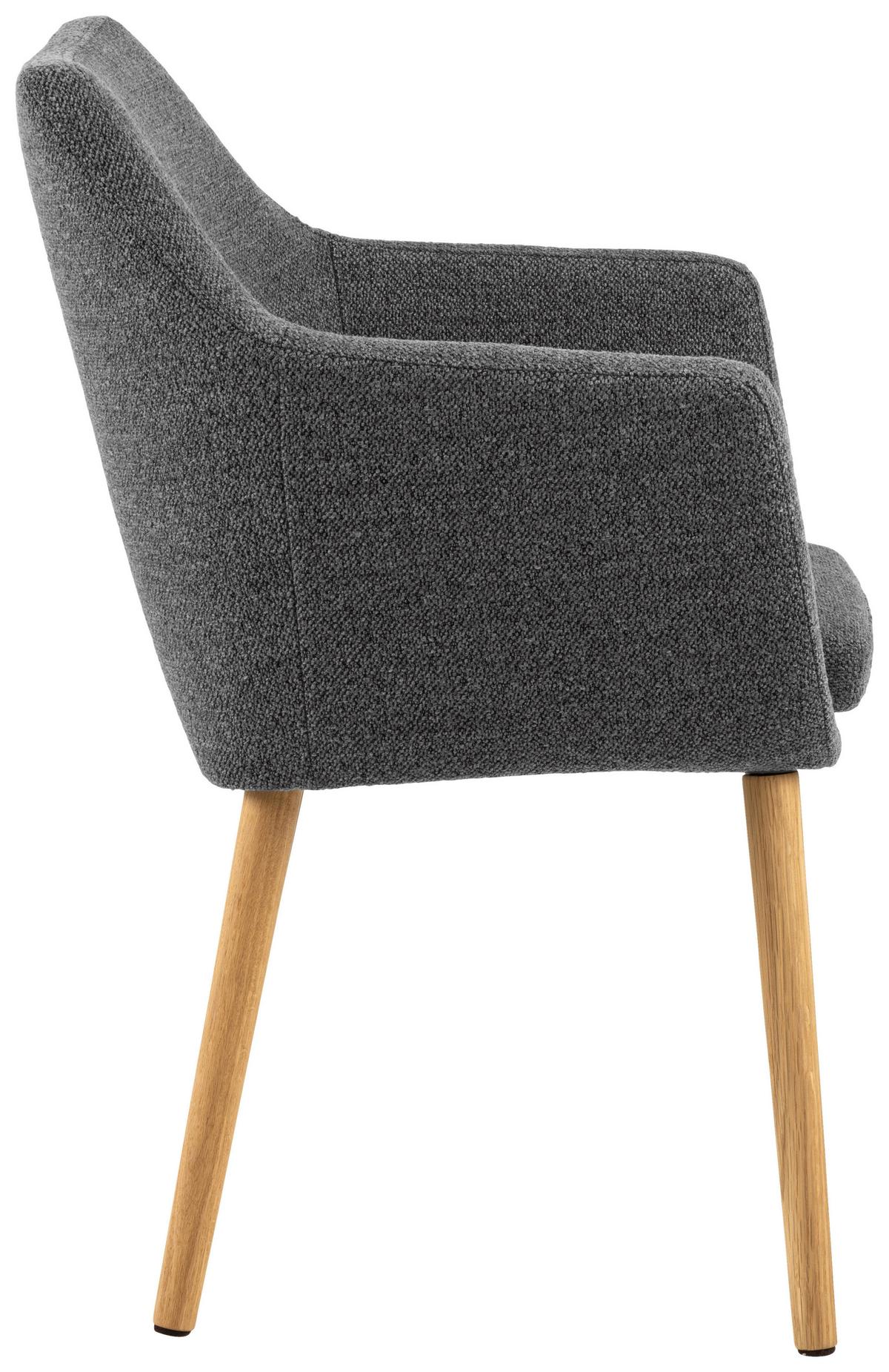 KRZESŁO Z PODŁOKIETNIKAMI NORA - kolor dębowy/szary, Konventionell, tkanina/drewno (58/84/58cm) - MID.YOU