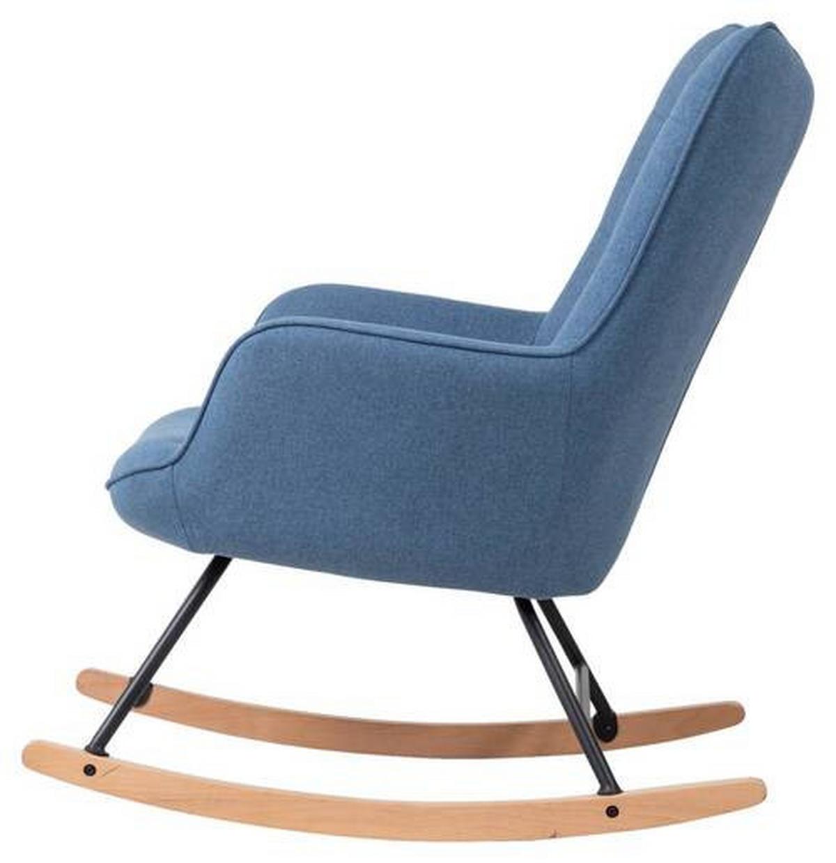 Schaukelsessel Richie Blau, Webstoff - Blau/Buchefarben, MODERN, Holz/Textil (72/92/92cm) - MID.YOU