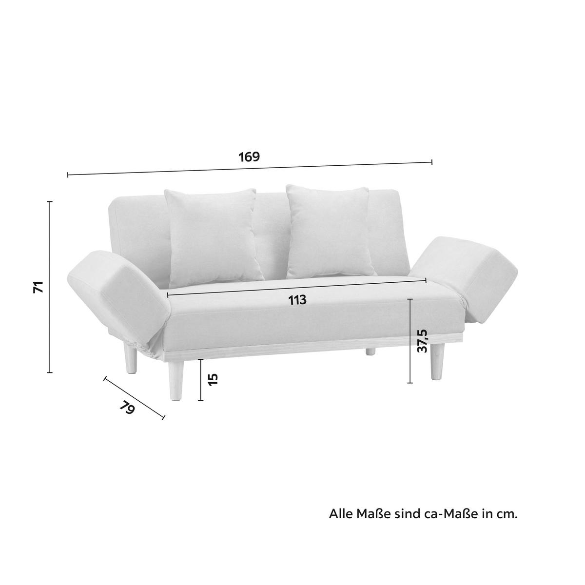 Bettsofa FELICIA Hellgrau inkl. 2 Kissen - Hellgrau/Naturfarben, Modern, Holz/Textil (169/71/79cm) - Bessagi Home