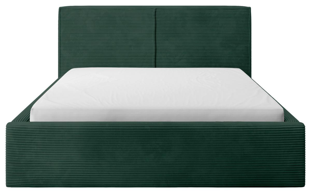 Oblazinjena Postelja Inez, Temno Zelena, 180x200cm - črna/temno zelena, Moderno, kovina/tekstil (180/200cm) - P & B