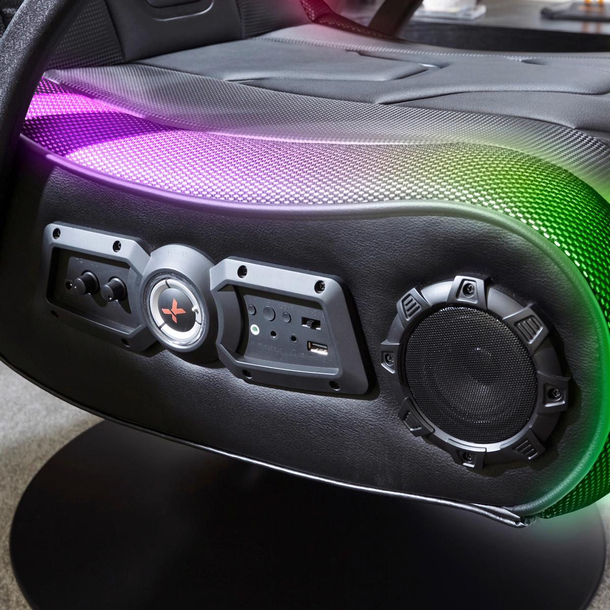 Gamingsessel Monsoon RGB 4.1 c a. 66x105x82cm Schwarz - Schwarz, MODERN, Kunststoff/Textil (66/105/82cm) - X Rocker