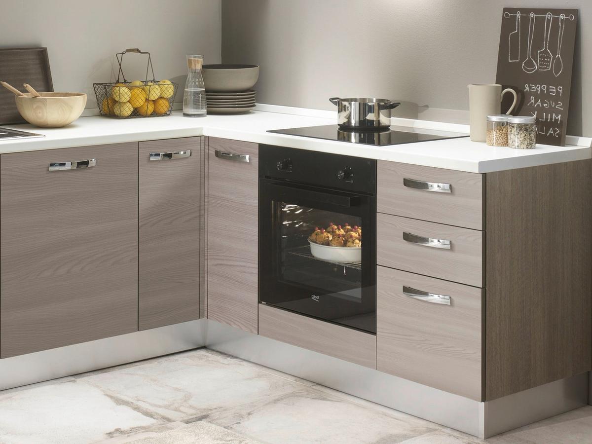 Eckküche Sofia mit Geräten ca. 270x195 cm Weiß/Ulmefarben - Eiche grau/Magnolie, LIFESTYLE, Holzwerkstoff/Kunststoff (270/195cm) - MID.YOU