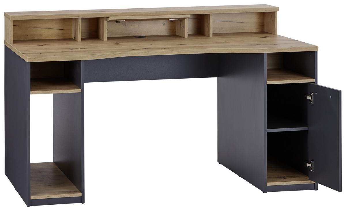 Računalniška Miza Speed, Antracit, Hrast - barve hrasta/antracit, Moderno, kovina/leseni material (160,2/91,9/70cm)