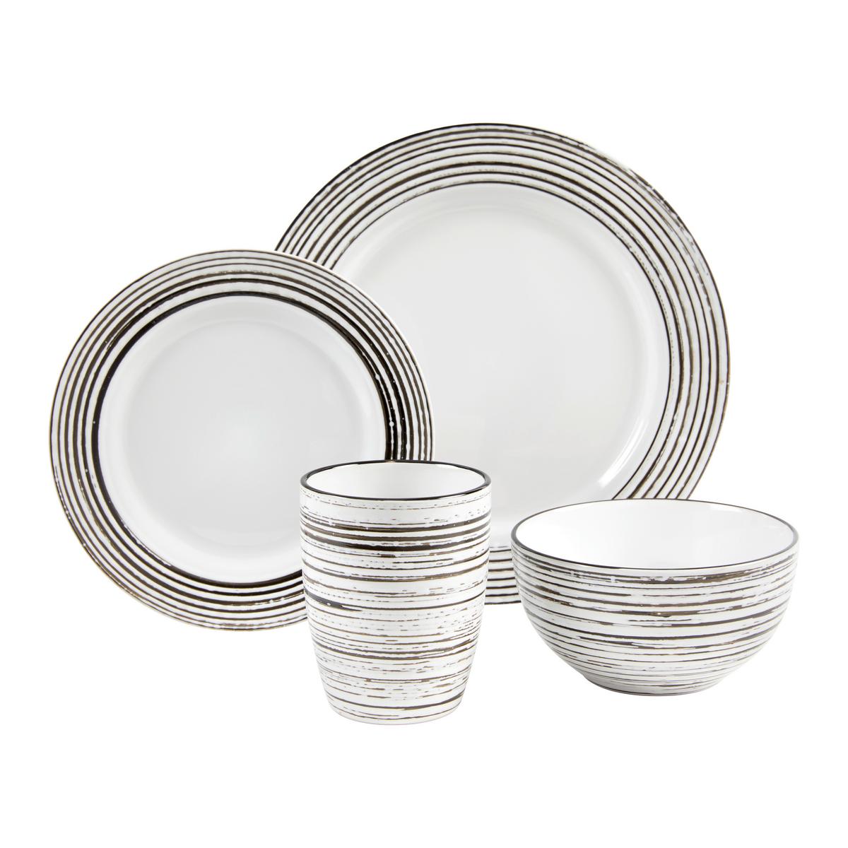 Kerámia Étkészlet La Gomera Blanca - fekete/fehér, Basics, kerámia - Creatable