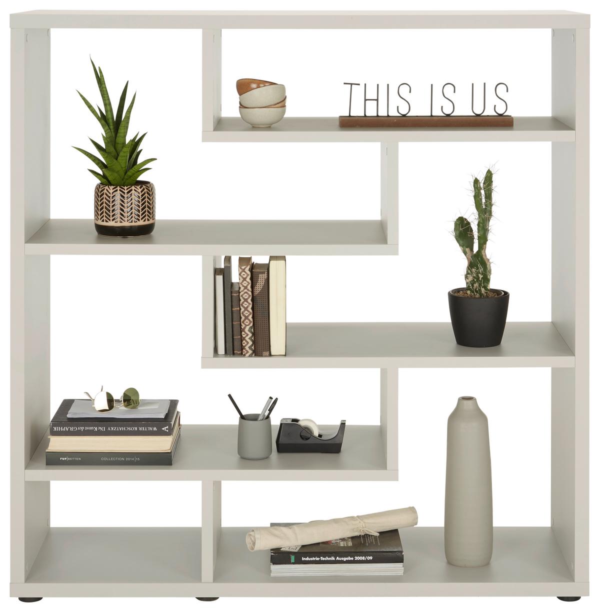 Polica Bounty - siva/crna, Moderno, drvni materijal/plastika (130/134/40cm) - Premium Living