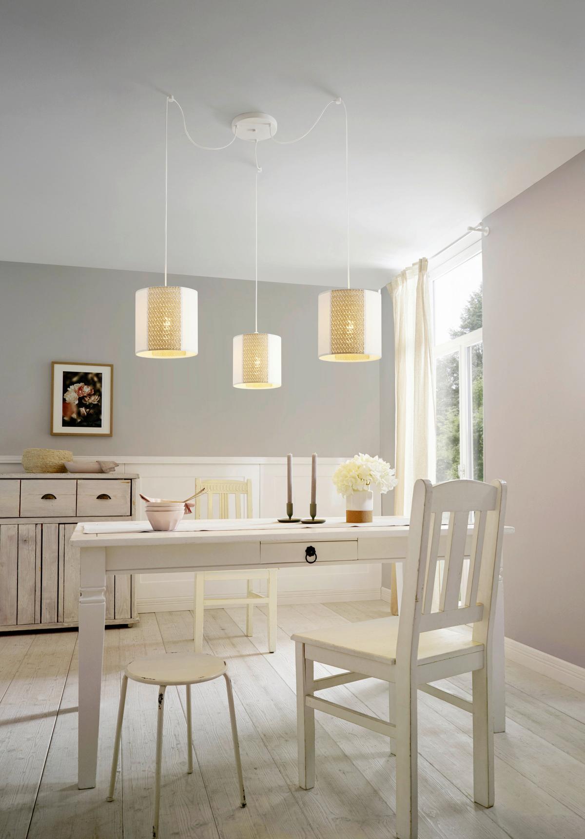 Hängeleuchte 43403* Arnhem - Weiss/Braun, Natur, Naturmaterialien/Papier (96/130cm) - Eglo