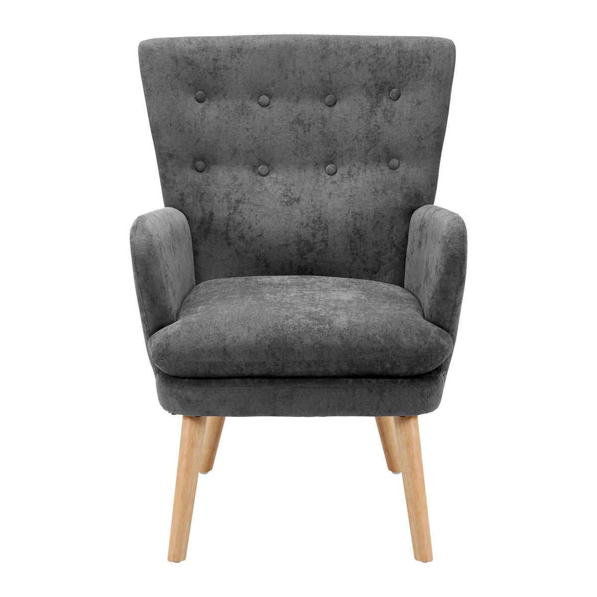 Sessel Stanka Grau Webstoff - Sandfarben/Naturfarben, MODERN, Holz/Textil (67/91/72cm) - Bessagi Home