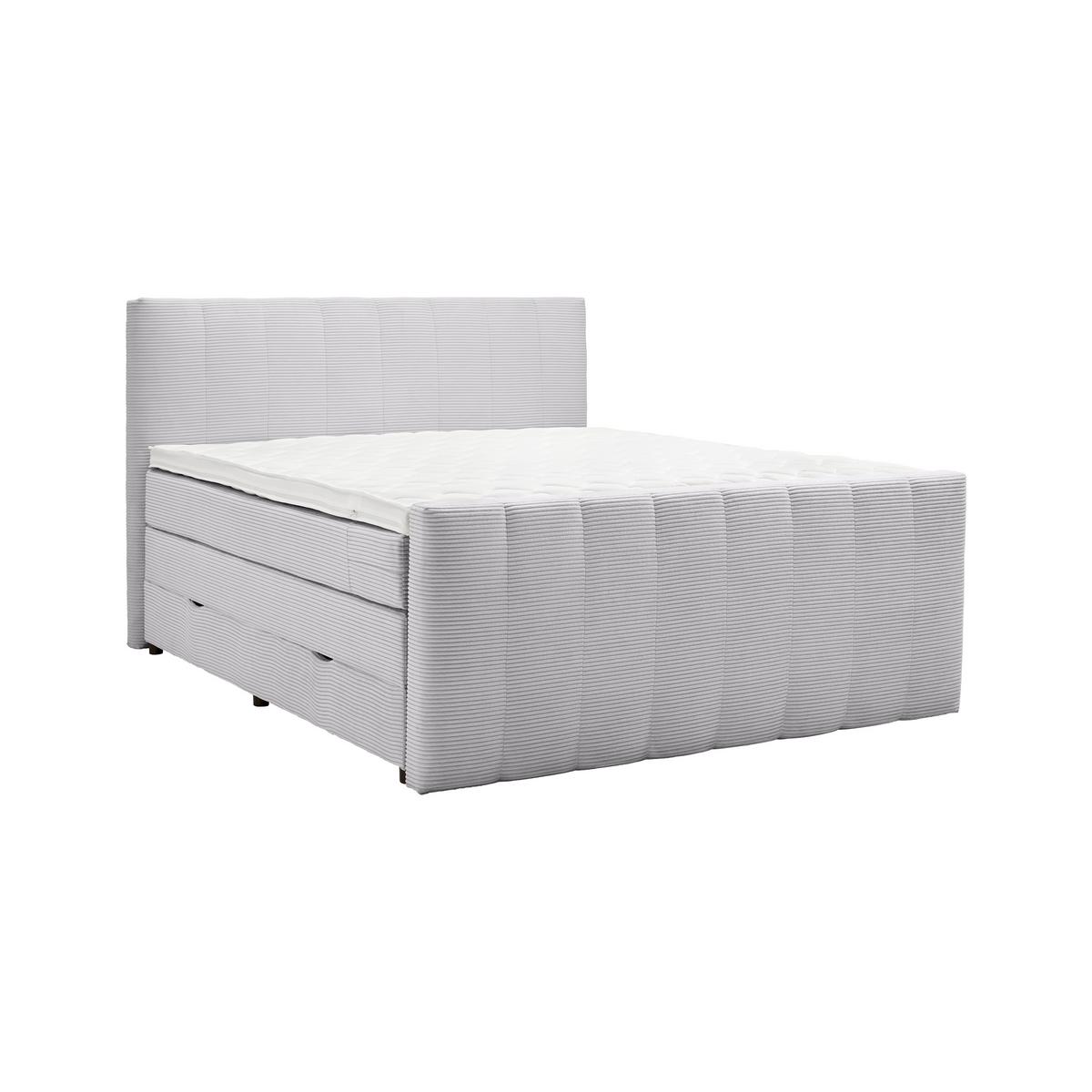 Boxspringbett Malaga Hellgrau ca. 180x200cm - Silberfarben/Hellgrau, KONVENTIONELL, Holzwerkstoff/Kunststoff (180/200cm) - Premium Living